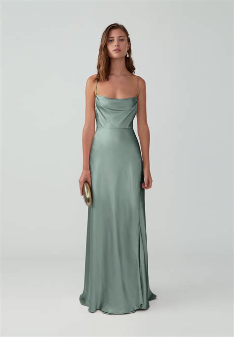 Strappy Draped Gown Matte Satinsage Green In 2021 Sage Bridesmaid