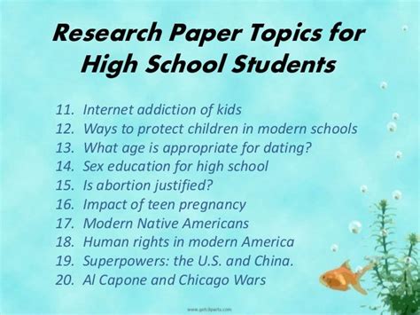 Research Paper Topics For High School Students