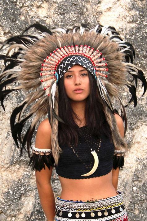 Indian Headdress Black Cream And Red Short Length By Etnikabali