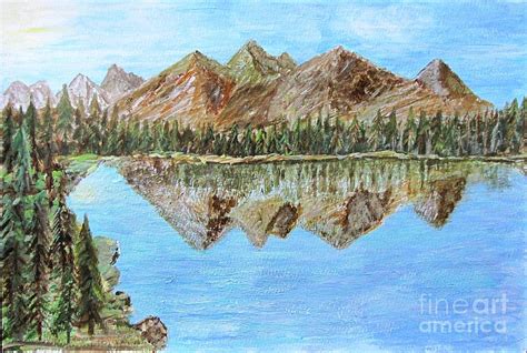 Mountain Lake Painting By Yana Volodina Pixels