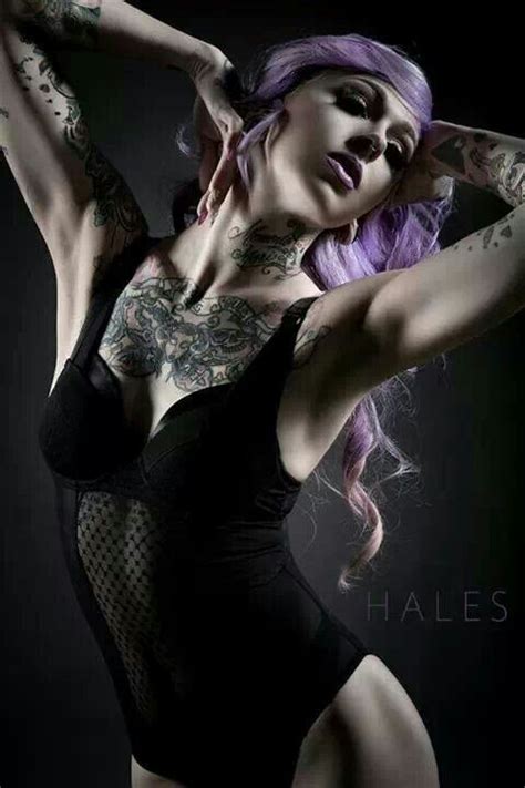 Ink And Purple Hair Inked Girls Beauty Tattoos Girl Tattoos