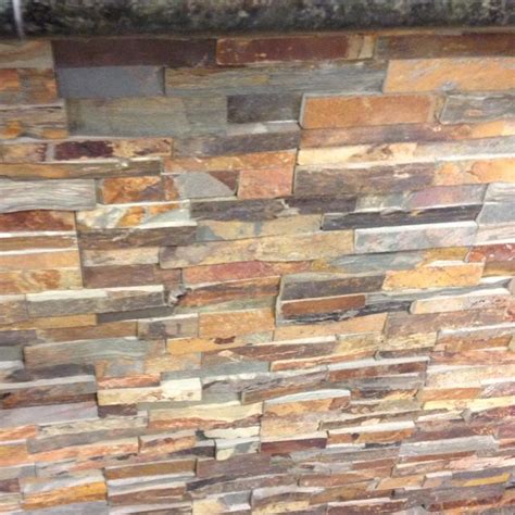 Staggered Slate Tile Alternative To Expensive Stone Veneer Brick