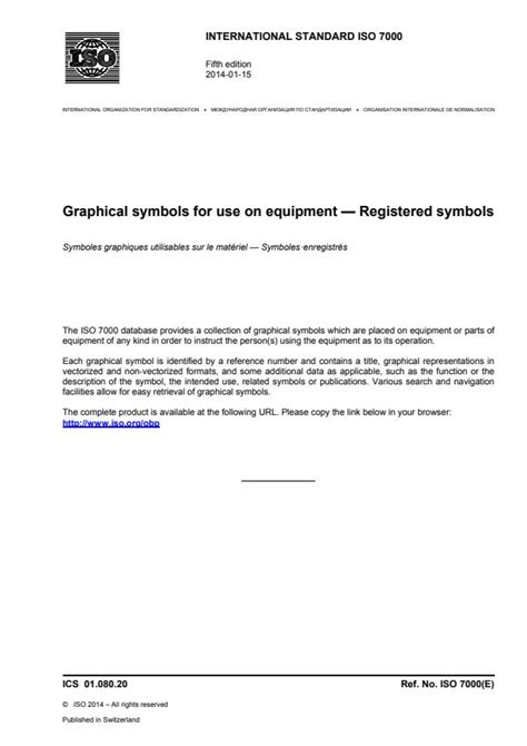 Iso 70002014 Graphical Symbols For Use On Equipment — Registered Symbols