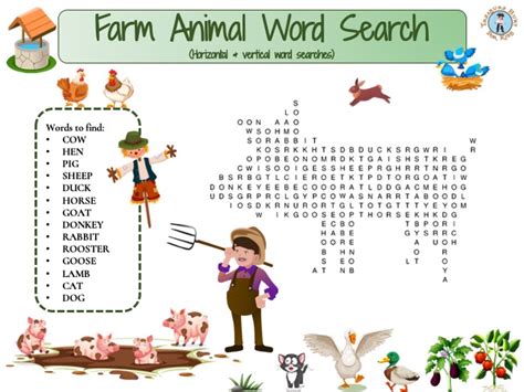 Farm Animal Word Search Puzzle Free Game Treasure Hunt 4 Kids