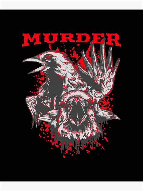 Cool Murder Of Ravens Red Grey Design Poster For Sale By Odin777