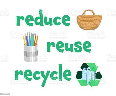 Reduce Reuse Recycle Stock Illustration - Download Image Now - iStock
