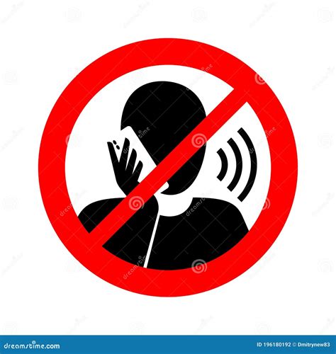 No Phone Talking Prohibition Attention Sign Stock Vector
