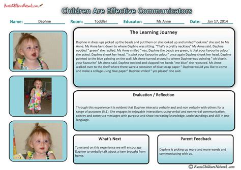 Eylf Learning Outcomes Template
