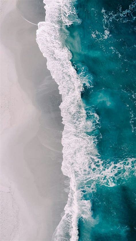 Aerial View Beach Waves Water Iphone Wallpaper