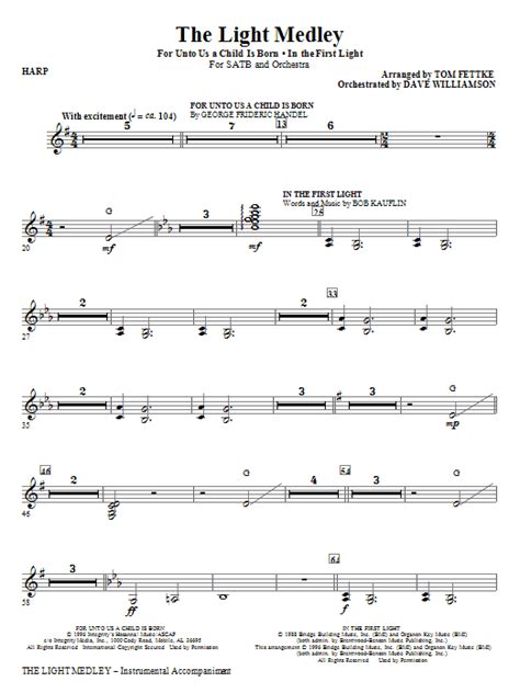 Tom Fettke The Light Medley Harp Sheet Music Notes Download Printable Pdf Score 269516