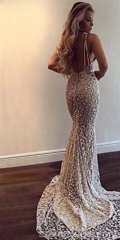sexy backless lace beaded mermaid long evening prom dresses cheap cus loverbridal