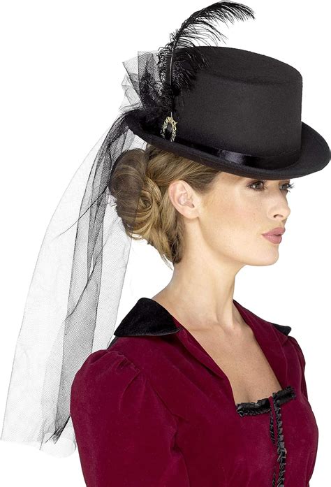 Smiffys 48413 Deluxe Ladies Victorian Top Hat Black One