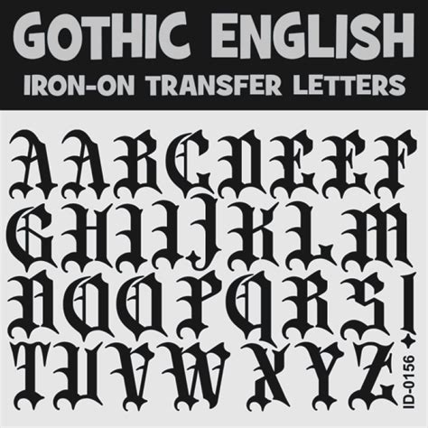 Gothic Old English Iron On Transfer Letters Alphabets A Z