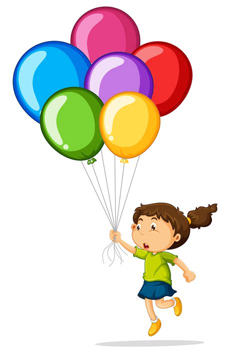 Girl Holding Colorful Balloons 526163 Vector Art At Vecteezy
