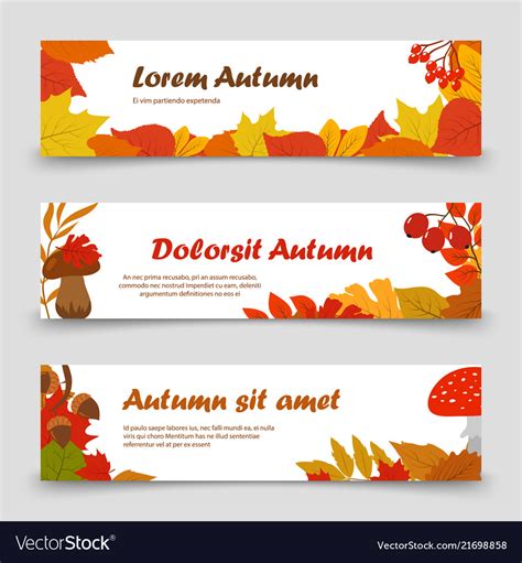 October Banners Autumn Leaves Horizontal Banner Vector Image