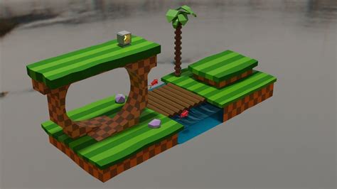 Green Hill Zone Styled Map 3d Model Cgtrader