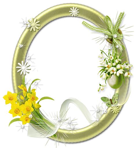 Cute Oval PNG Photo Frame With Flowers Flower Frame Png Flower Frame