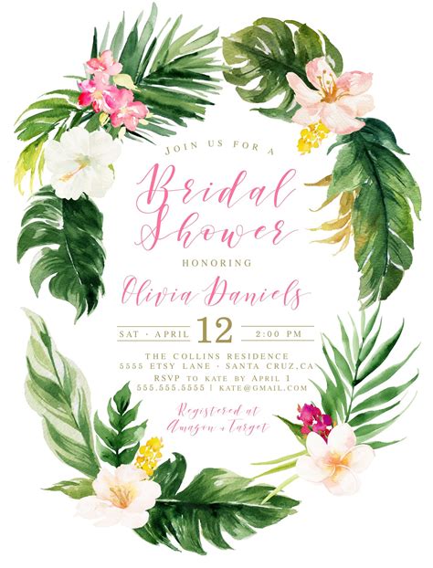 Tropical Bridal Shower Invitations For A Tropical Theme Bridal Shower Luau Invitation