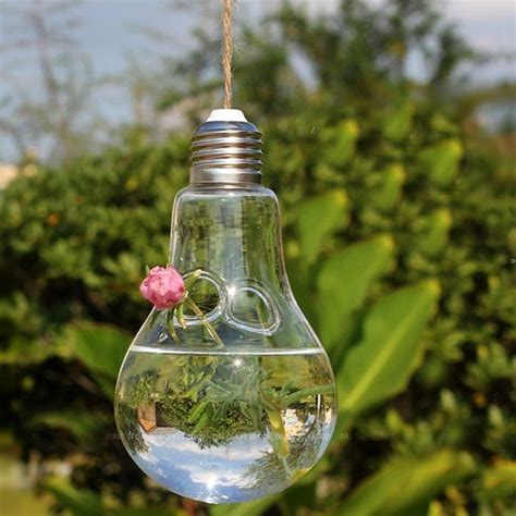 Clear Light Bulb Shape Glass Hanging Vase Bottle Hydroponic Container