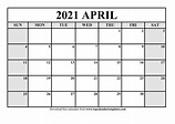 Printable April Calendar 2021 - Printable Word Searches