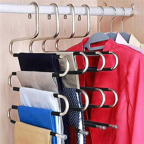 4pcs S Shape Clothes Trouser Pants Hanger Multi Layer Storage Rack