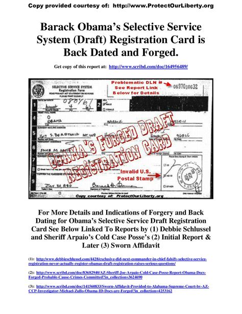 Calam O Obama S Draft Registration Card Forged Per Az Sheriff Arpaio Investigation And Retired