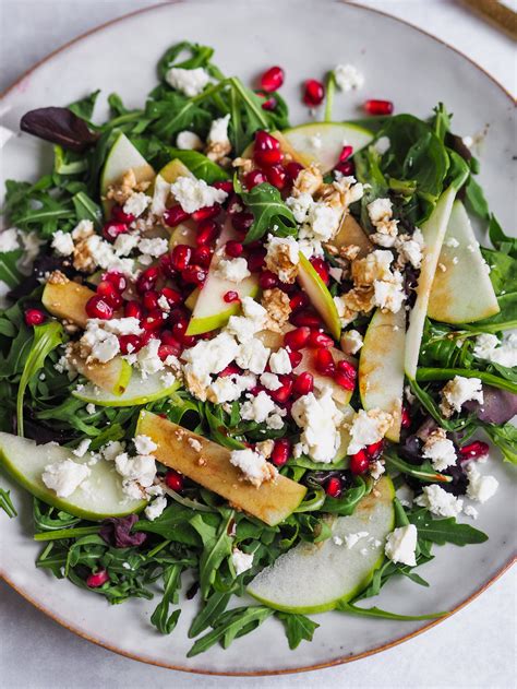 Apple And Pomegranate Feta Cheese Salad With Balsamic Vinaigrette