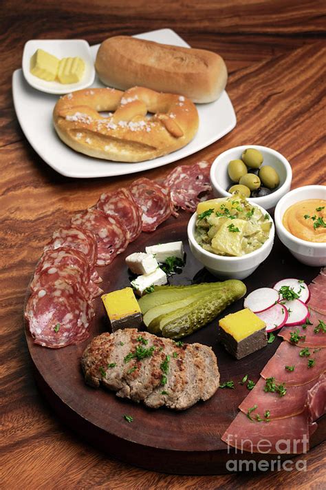 German Cold Cuts Tapas Snack Platter With Meats And Bread Photograph By