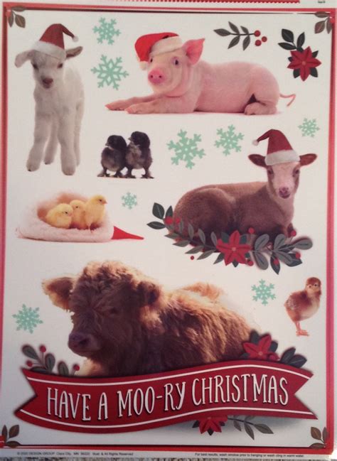 Vinyl Static Window Clings Christmas Farm Animals Pig Cow Lamb Etsy