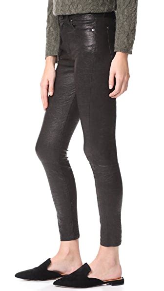 7 FOR ALL MANKIND The Ankle Skinny Leather Pants In Black ModeSens