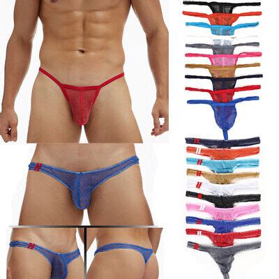 MENS MESH SEE THROUGH Pouch G String Briefs Underwear T Back Thong V