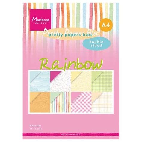 Marianne Design A4 Double Sided Papers 16pcs Rainbow Pk9175 Buddly