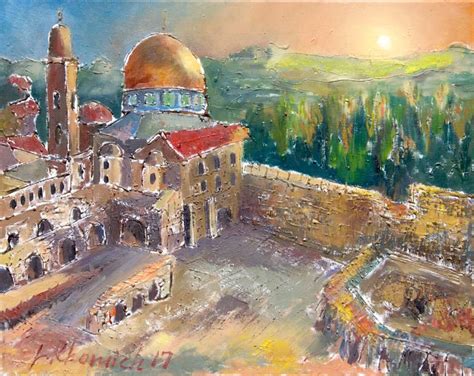 Cityscape Israel Oil Painting Original Landscape Jerusalem Handmade Artwork Modern