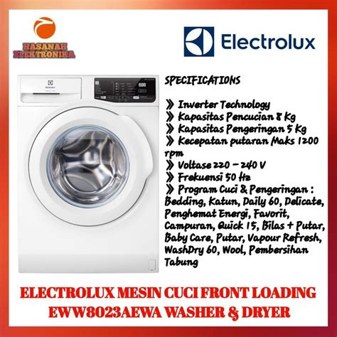 Jual ELECTROLUX MESIN CUCI EWW8023AEWA WASHER 8 KG DRYER 5 KG