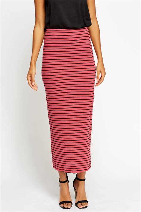 Ribbed Stripe Maxi Pencil Skirt Just 7