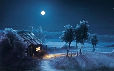 Download Enjoying The Peaceful Country Life At Night Wallpaper