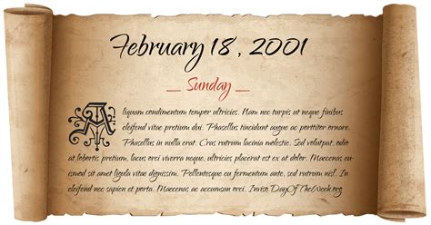 What Day Of The Week Was February 18 2001