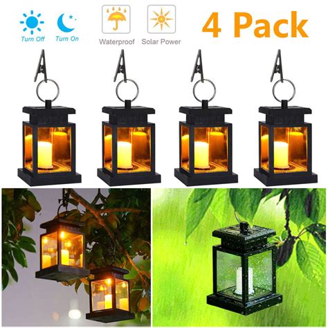4 Pack Solar Lanternoutdoor Garden Hanging Lantern Waterproof Led