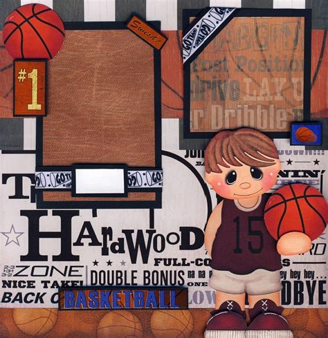 Basketball 2 Premade Scrapbook Pages Paper Piecing Layout Boy Girl