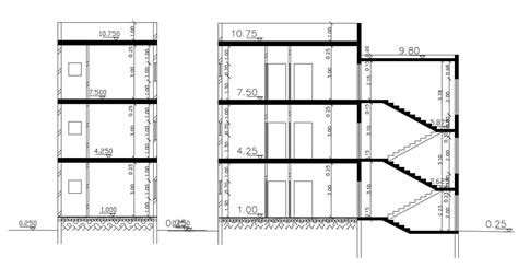 1 Bhk Small Apartment Section Drawing Dwg File Cadbull