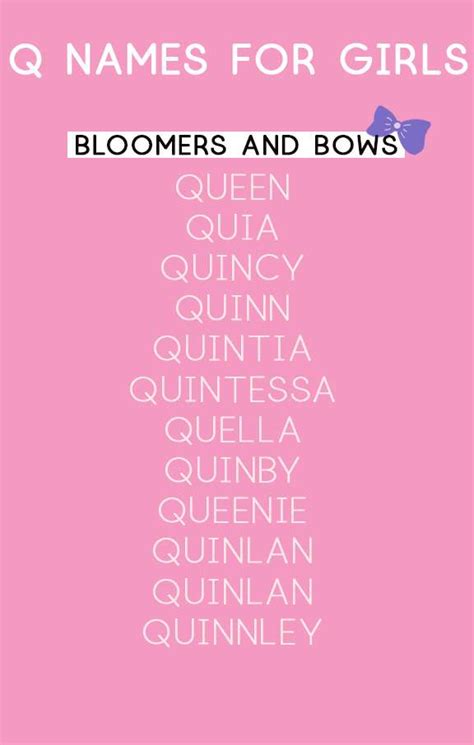 Girl Names That Start With Q Bloomers And Bows