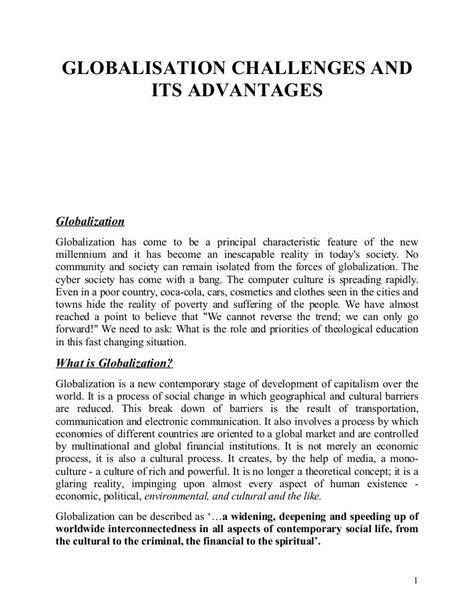 Globalization Advantages And Disadvantages