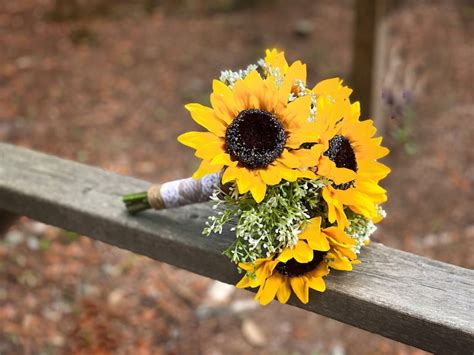 Sunflower And Babys Breath Bouquet Wedding Bouquet Etsy