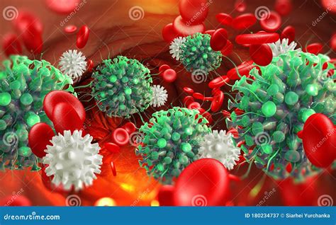 Viral Infection In Blood Immunity Fights Disease Stock Illustration