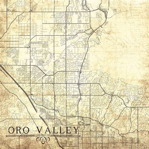 Oro Valley Az Canvas Print Arizona Az Vintage Map Town Plan Az Etsy