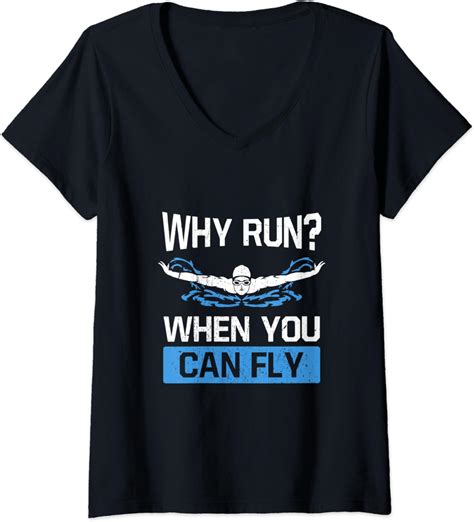 Womens Why Run When You Can Fly Funny Swim Butterfly