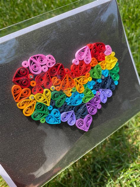 Quilled Rainbow Heart Card Quilled Art Paper Art Quilled Etsy
