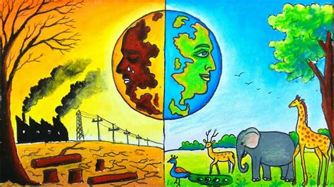 Earth Day Drawing World Environment Day Poster Painting Pollution