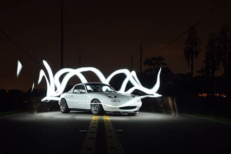 Stunning Long Exposure Shot Of An Mx 5 Sports Car
