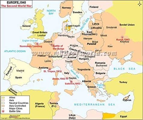 מפת אירופה 1945 מלחמת העולם השנייה 36 W X 78 סמ